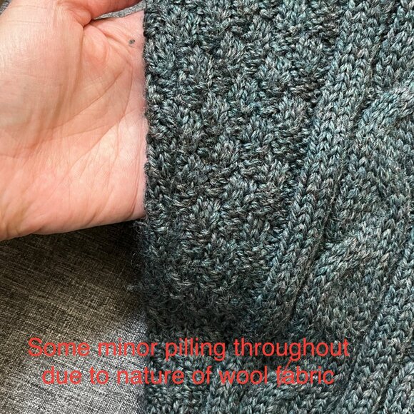 Woolovers 100% British Wool 1/4 Zip Cable Knit Sweater - Men's Size M - Green - Picture 11 of 14